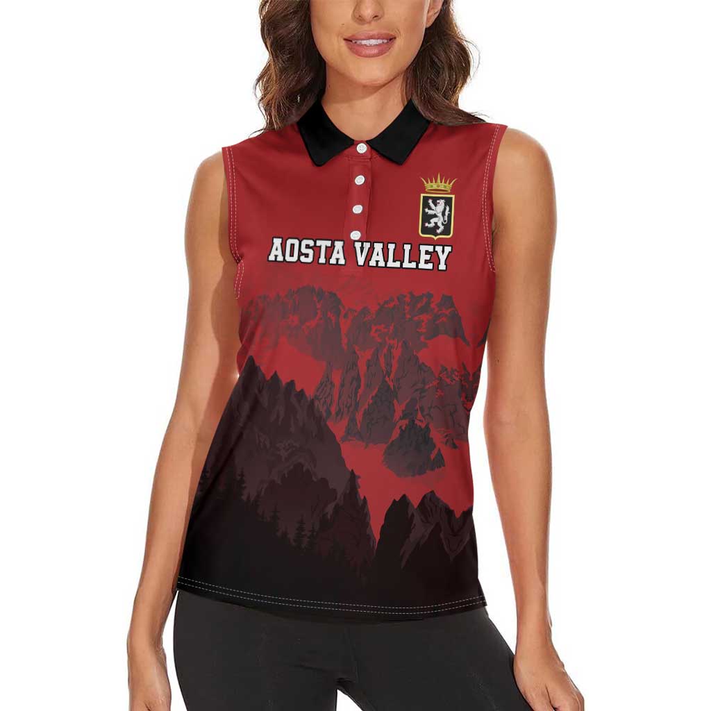 Custom Aosta Valley Women Sleeveless Polo Shirt Mont Blanc Sporty Style - Wonder Print Shop