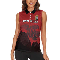 Custom Aosta Valley Women Sleeveless Polo Shirt Mont Blanc Sporty Style - Wonder Print Shop