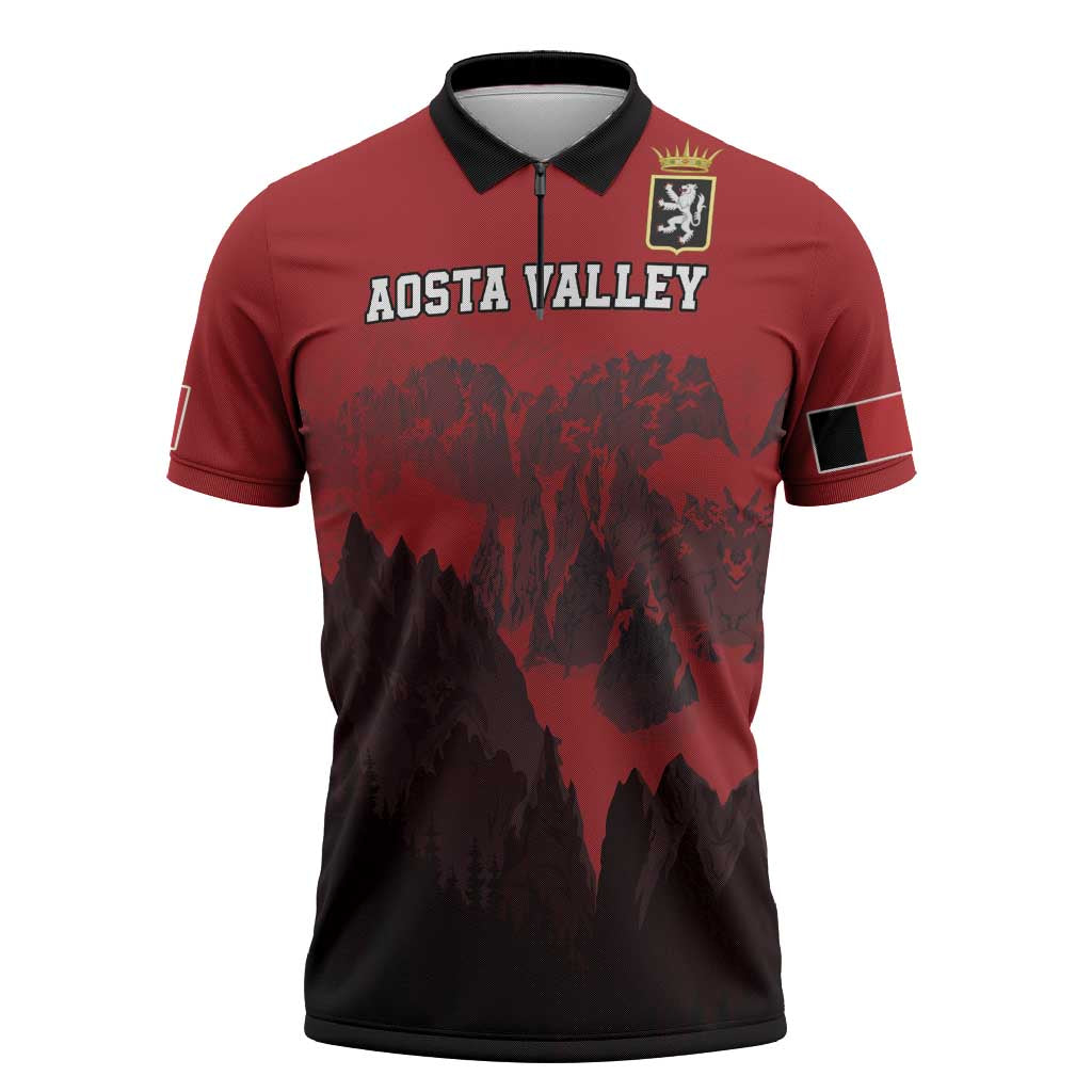 Custom Aosta Valley Zipper Polo Shirt Mont Blanc Sporty Style - Wonder Print Shop