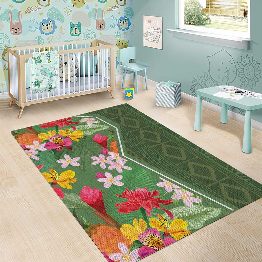 Africa Tropical Flowers Area Rug Green Version - Wonder Print Shop