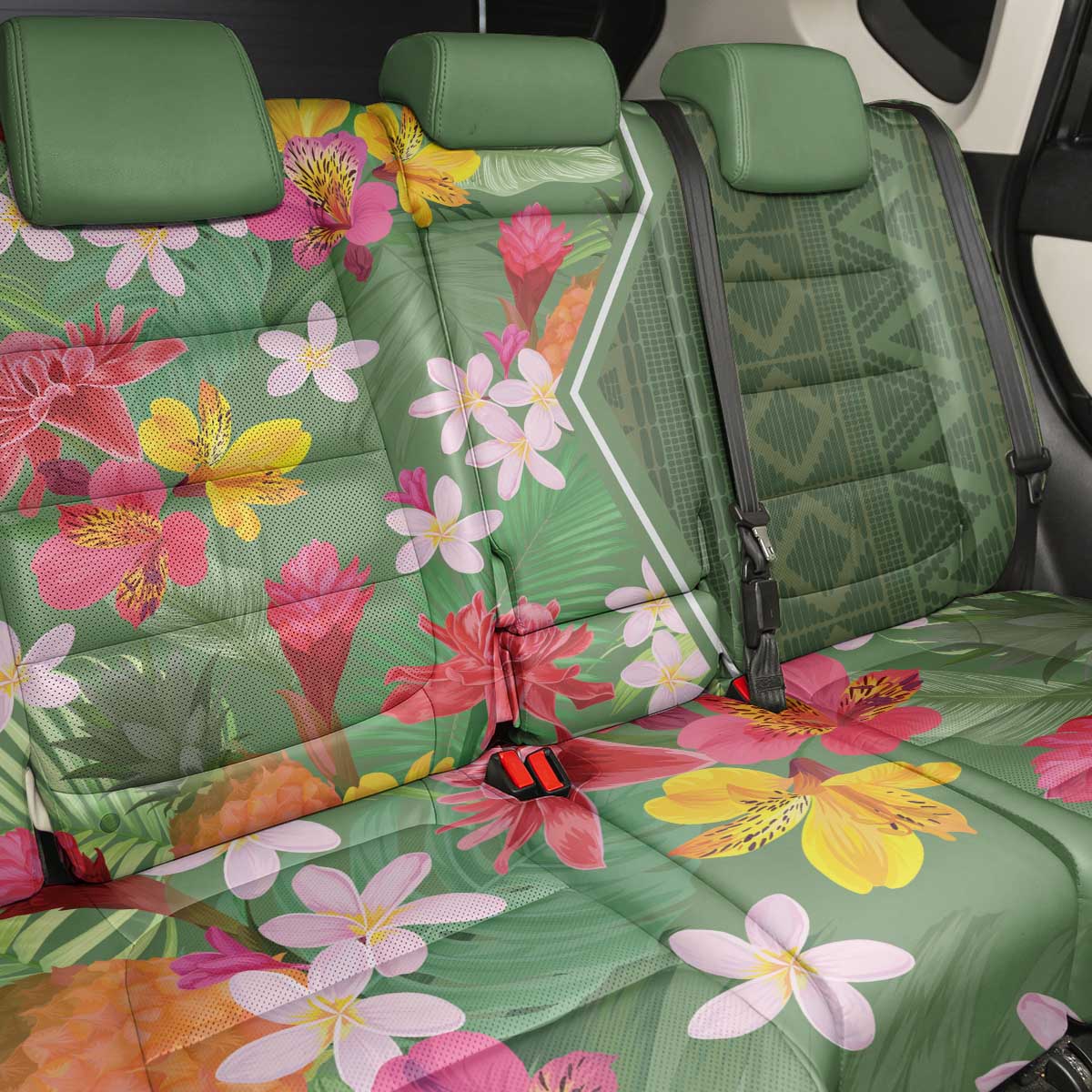 Africa Tropical Flowers Back Car Seat Cover Green Version - Wonder Print Shop