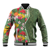 Africa Tropical Flowers Baseball Jacket Green Version - Wonder Print Shop