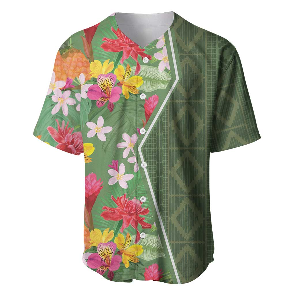 Africa Tropical Flowers Baseball Jersey Green Version - Wonder Print Shop