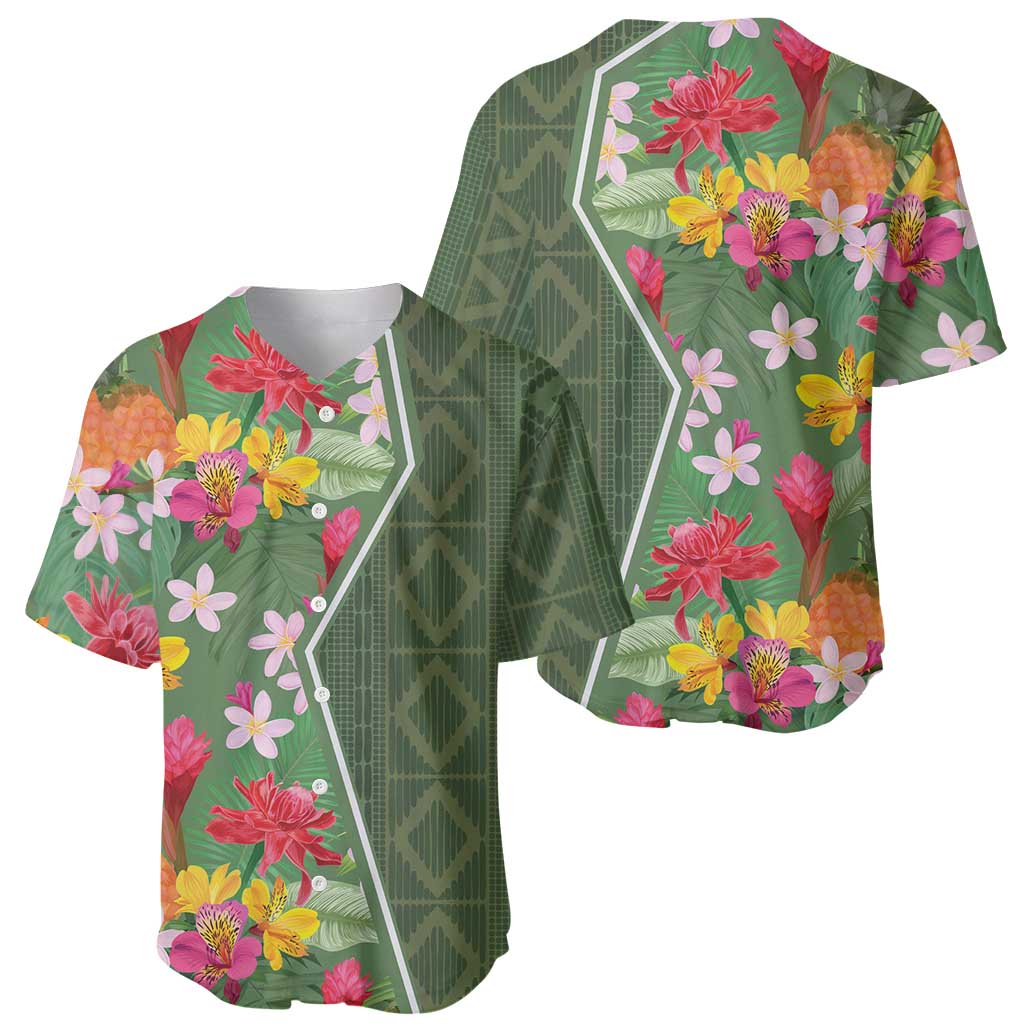 Africa Tropical Flowers Baseball Jersey Green Version - Wonder Print Shop