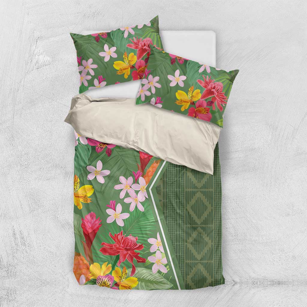 Africa Tropical Flowers Bedding Set Green Version - Wonder Print Shop
