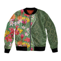 Africa Tropical Flowers Bomber Jacket Green Version - Wonder Print Shop