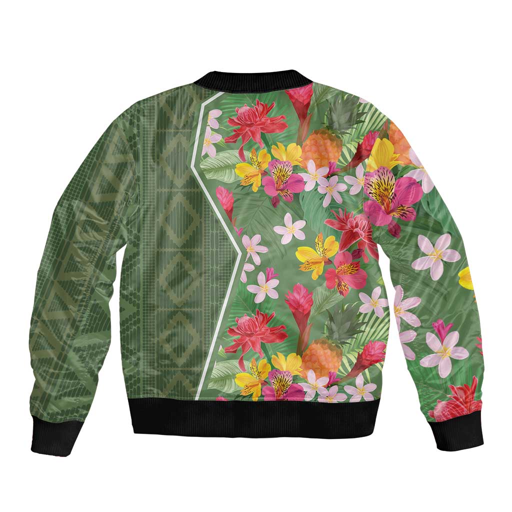 Africa Tropical Flowers Bomber Jacket Green Version - Wonder Print Shop