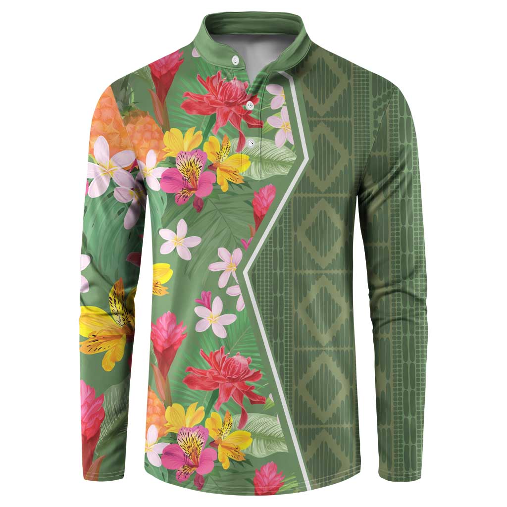 Africa Tropical Flowers Button Sweatshirt Green Version - Wonder Print Shop