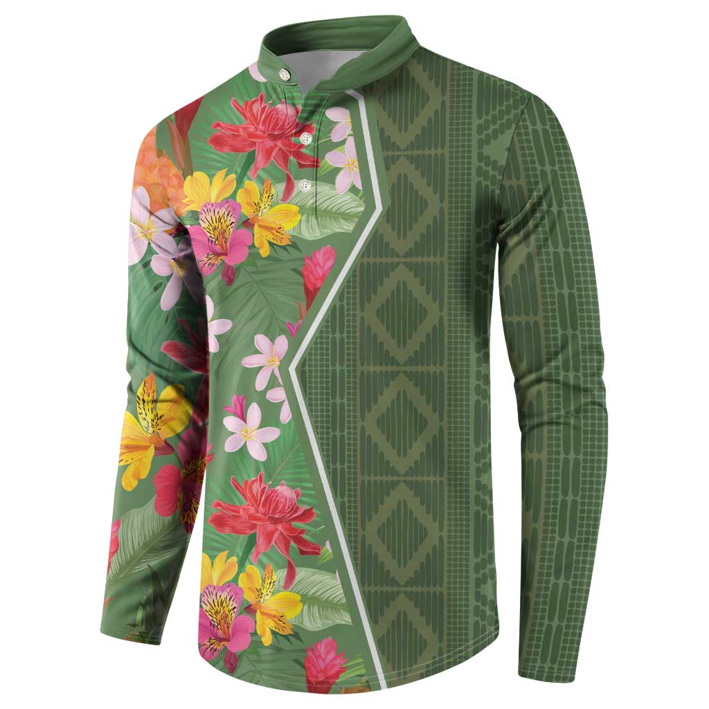 Africa Tropical Flowers Button Sweatshirt Green Version - Wonder Print Shop