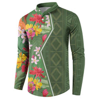 Africa Tropical Flowers Button Sweatshirt Green Version - Wonder Print Shop