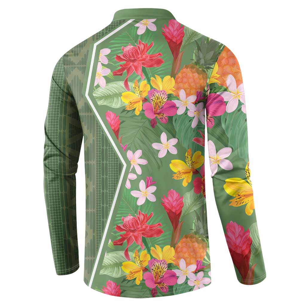 Africa Tropical Flowers Button Sweatshirt Green Version - Wonder Print Shop