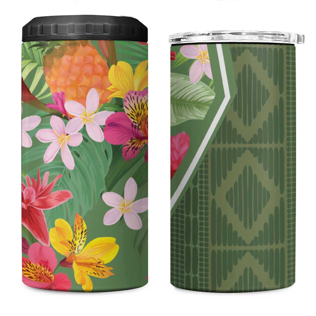 Africa Tropical Flowers 4 in 1 Can Cooler Tumbler Green Version - Wonder Print Shop