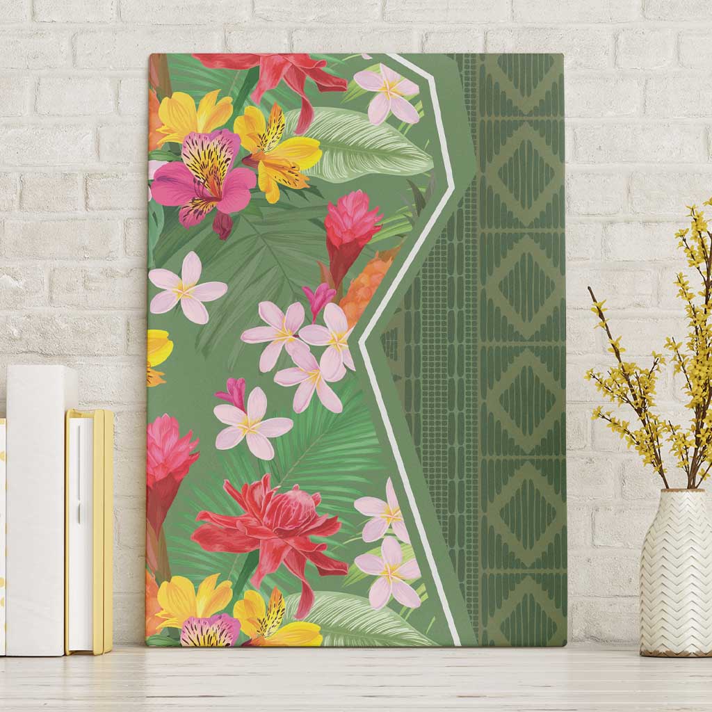 Africa Tropical Flowers Canvas Wall Art Green Version - Wonder Print Shop