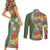 Africa Tropical Flowers Couples Matching Short Sleeve Bodycon Dress and Long Sleeve Button Shirt Green Version - Wonder Print Shop