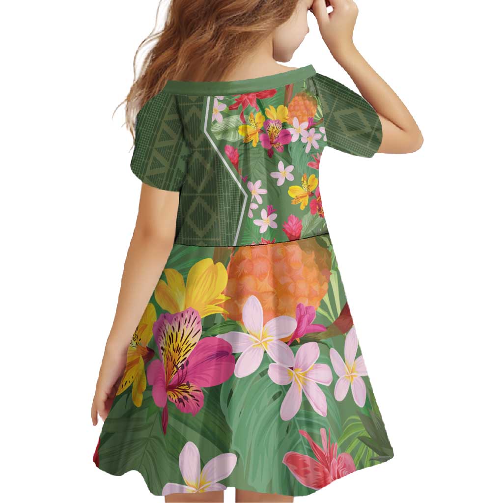 Africa Tropical Flowers Family Matching Off Shoulder Maxi Dress and Hawaiian Shirt Green Version - Wonder Print Shop