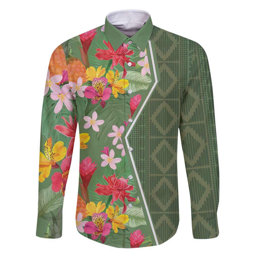 Africa Tropical Flowers Family Matching Puletasi and Hawaiian Shirt Green Version - Wonder Print Shop