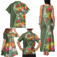 Africa Tropical Flowers Family Matching Tank Maxi Dress and Hawaiian Shirt Green Version - Wonder Print Shop