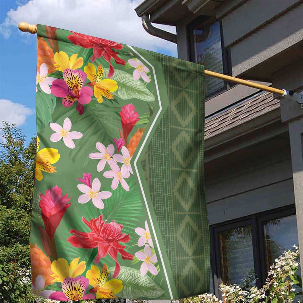 Africa Tropical Flowers Garden Flag Green Version - Wonder Print Shop