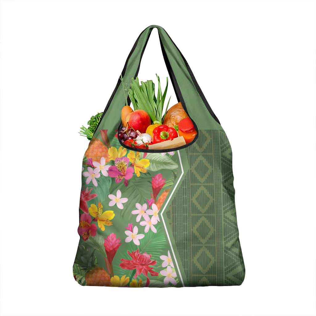 Africa Tropical Flowers Grocery Bag Green Version