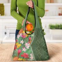 Africa Tropical Flowers Grocery Bag Green Version