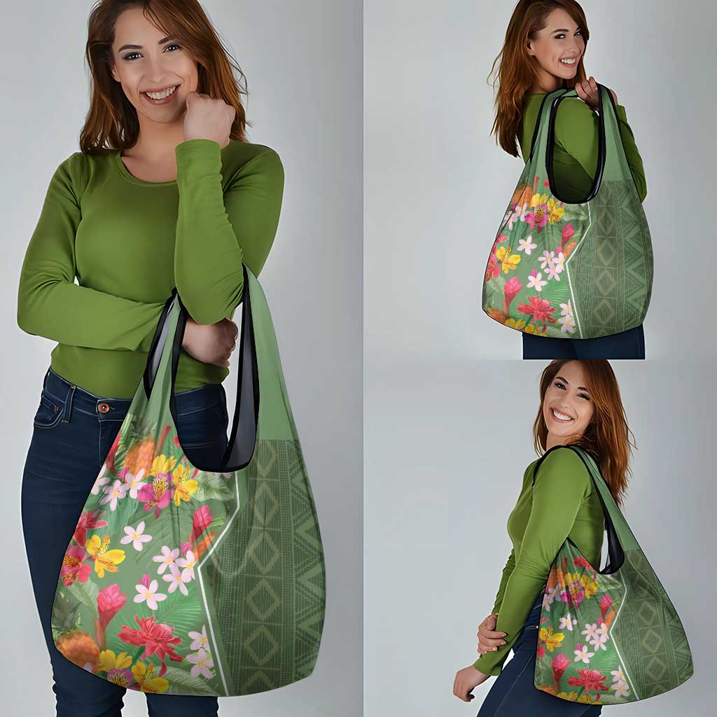 Africa Tropical Flowers Grocery Bag Green Version