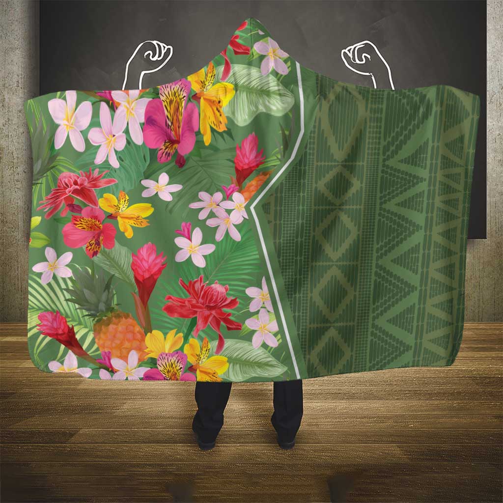 Africa Tropical Flowers Hooded Blanket Green Version