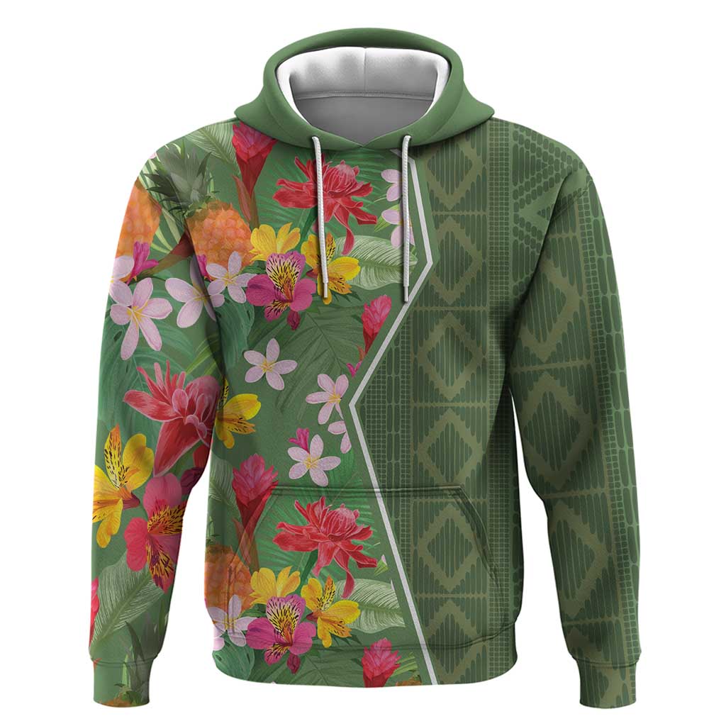 Africa Tropical Flowers Hoodie Green Version - Wonder Print Shop