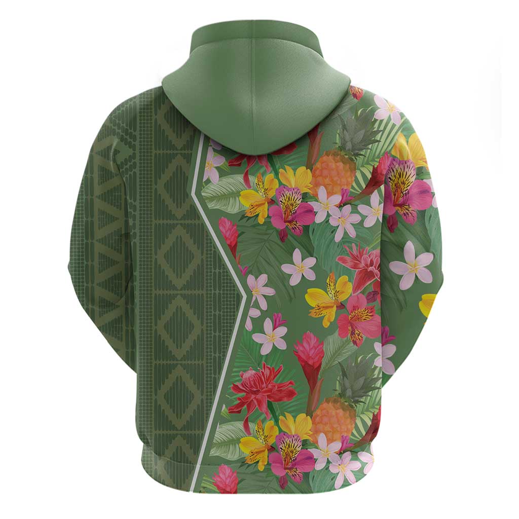 Africa Tropical Flowers Hoodie Green Version - Wonder Print Shop