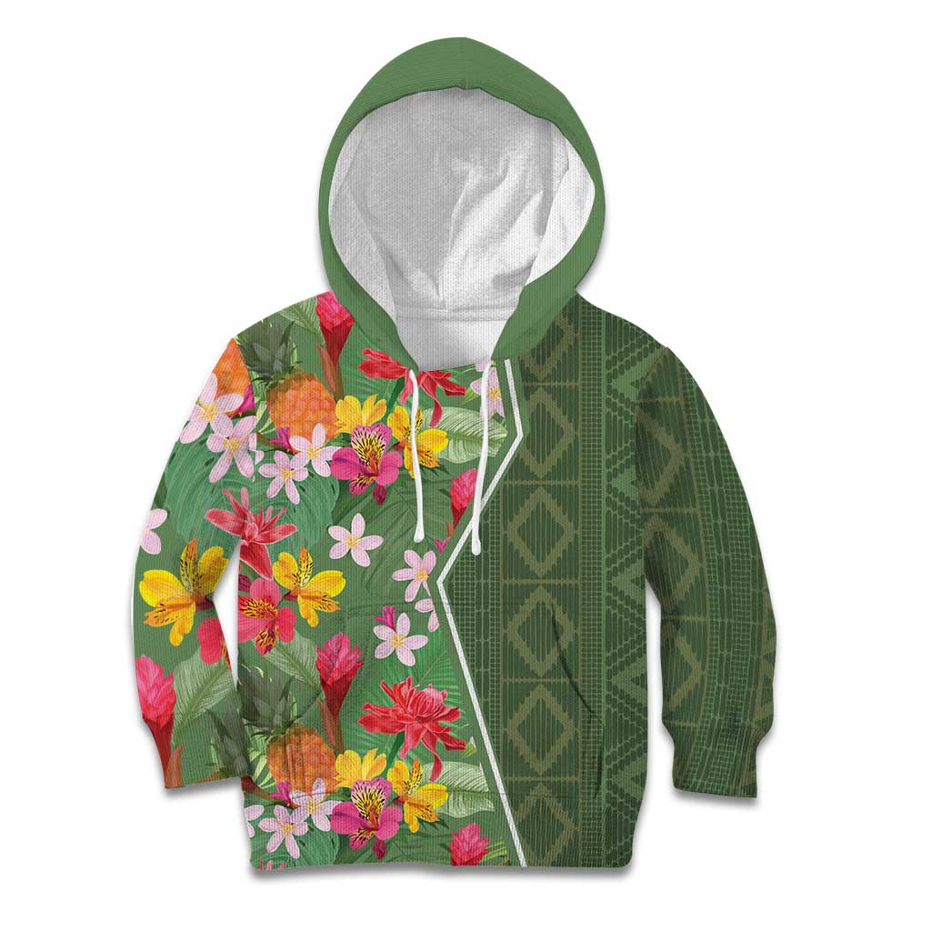 Africa Tropical Flowers Kid Hoodie Green Version - Wonder Print Shop