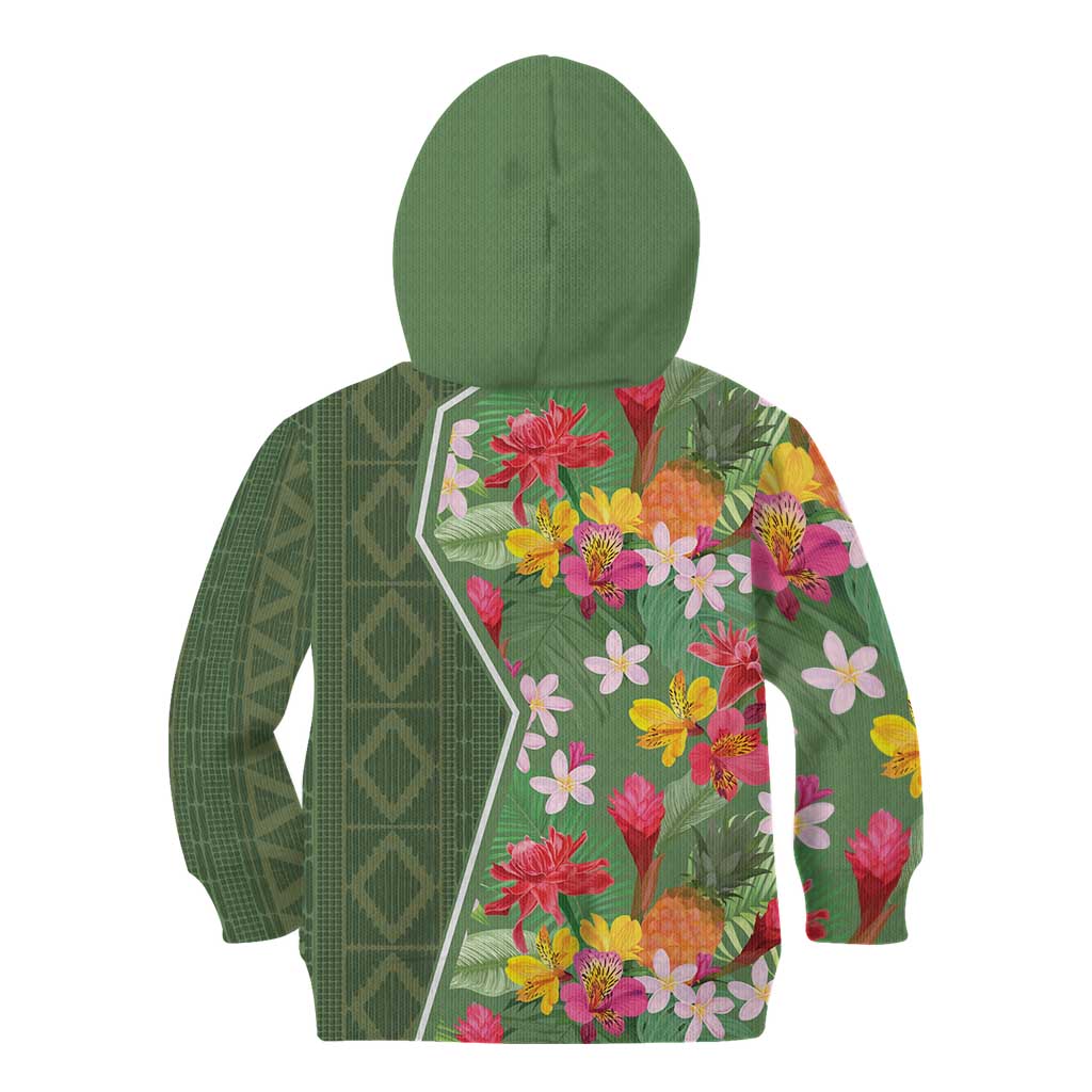 Africa Tropical Flowers Kid Hoodie Green Version - Wonder Print Shop