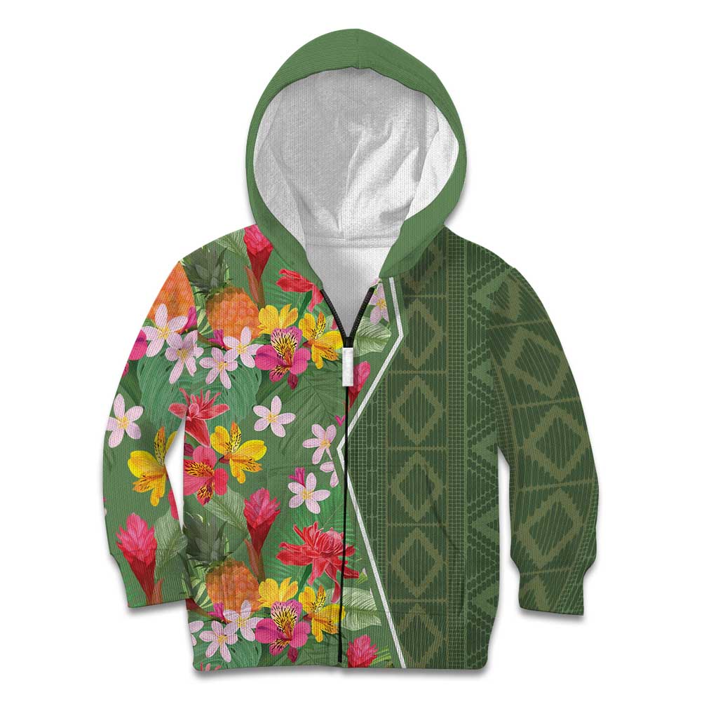 Africa Tropical Flowers Kid Hoodie Green Version - Wonder Print Shop