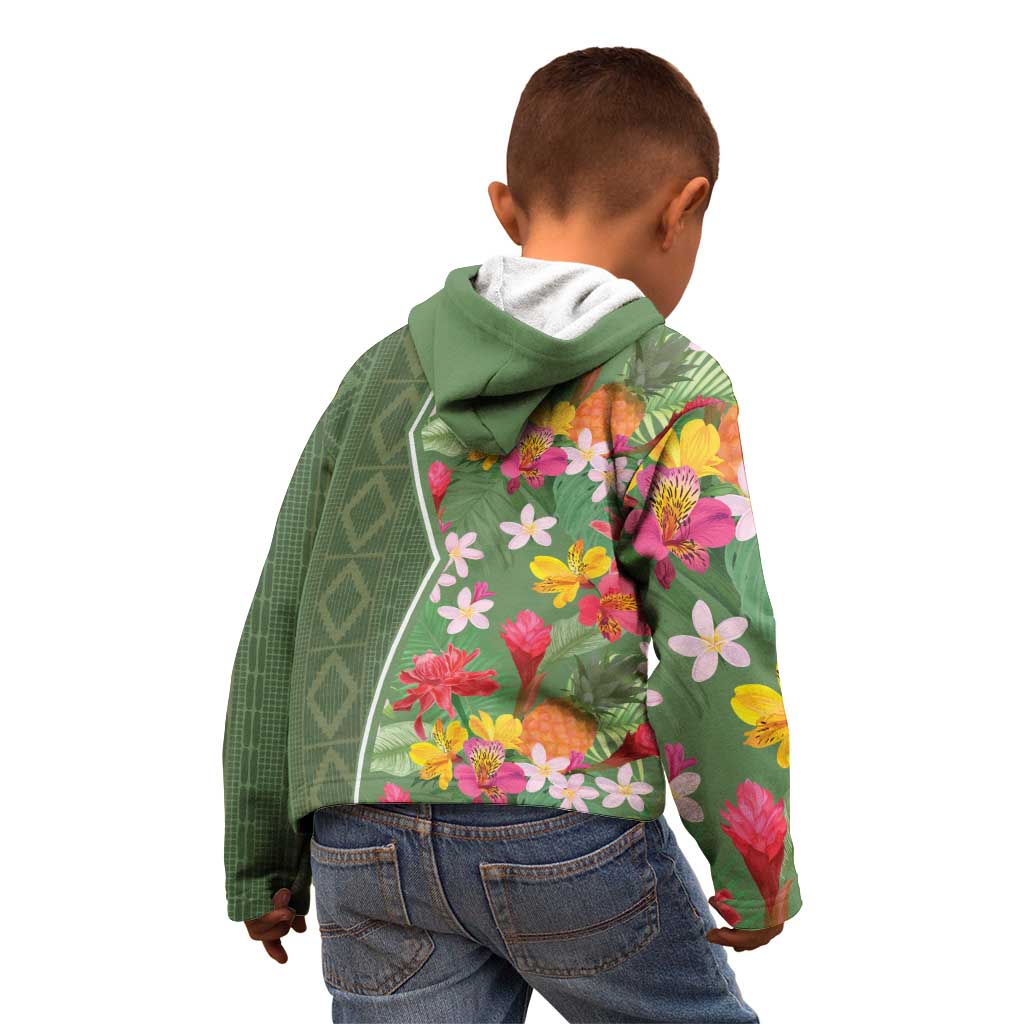 Africa Tropical Flowers Kid Hoodie Green Version - Wonder Print Shop