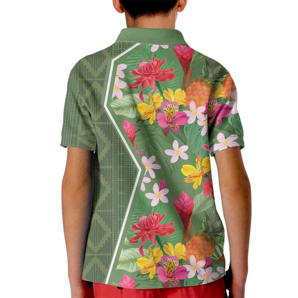 Africa Tropical Flowers Kid Polo Shirt Green Version - Wonder Print Shop