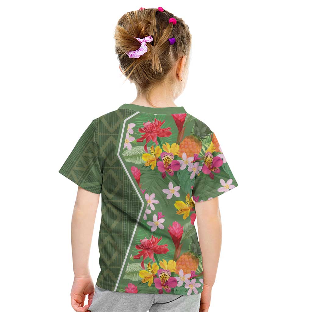 Africa Tropical Flowers Kid T Shirt Green Version - Wonder Print Shop