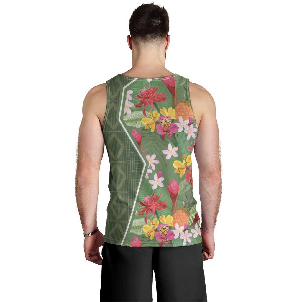 Africa Tropical Flowers Men Tank Top Green Version - Wonder Print Shop