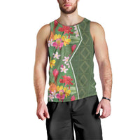 Africa Tropical Flowers Men Tank Top Green Version - Wonder Print Shop