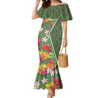 Africa Tropical Flowers Mermaid Dress Green Version - Wonder Print Shop