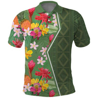 Africa Tropical Flowers Polo Shirt Green Version - Wonder Print Shop
