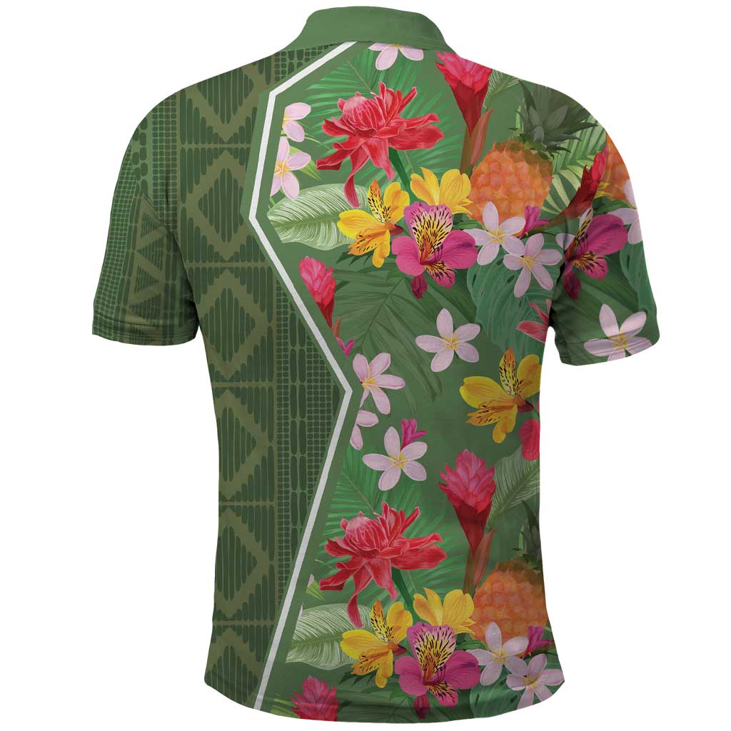 Africa Tropical Flowers Polo Shirt Green Version - Wonder Print Shop