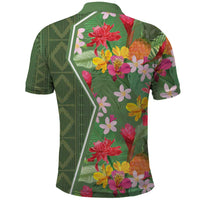 Africa Tropical Flowers Polo Shirt Green Version - Wonder Print Shop