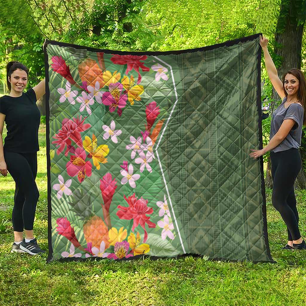 Africa Tropical Flowers Quilt Green Version - Wonder Print Shop