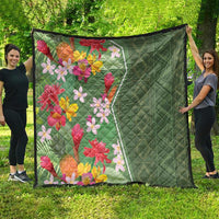Africa Tropical Flowers Quilt Green Version - Wonder Print Shop