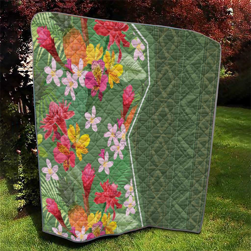 Africa Tropical Flowers Quilt Green Version - Wonder Print Shop