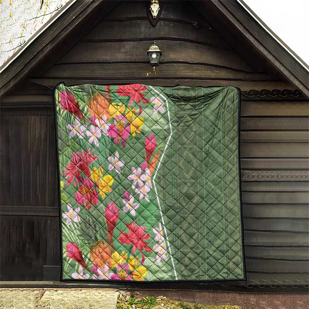 Africa Tropical Flowers Quilt Green Version - Wonder Print Shop