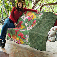 Africa Tropical Flowers Quilt Green Version - Wonder Print Shop