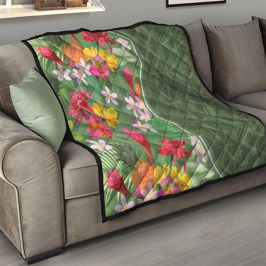Africa Tropical Flowers Quilt Green Version - Wonder Print Shop
