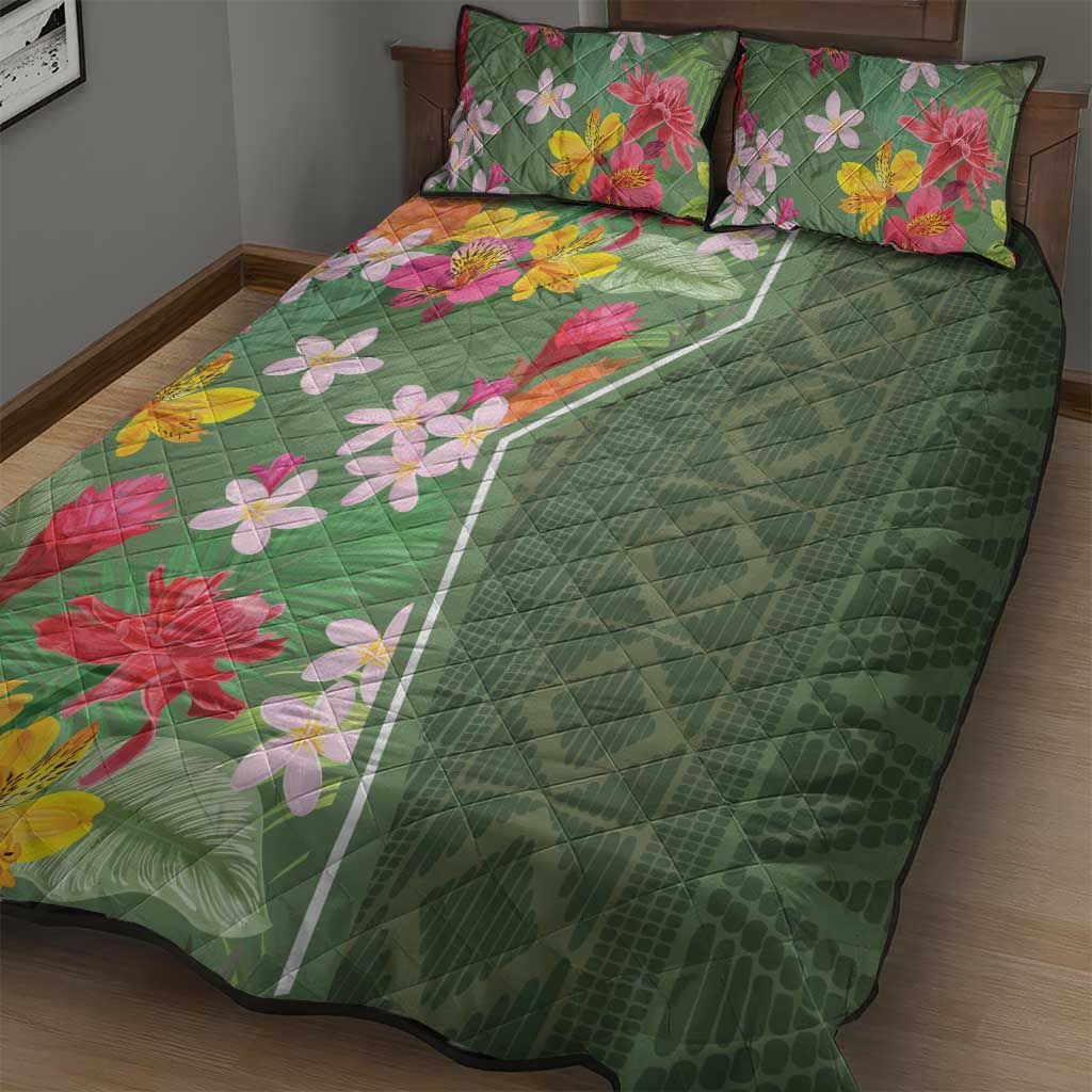 Africa Tropical Flowers Quilt Bed Set Green Version - Wonder Print Shop