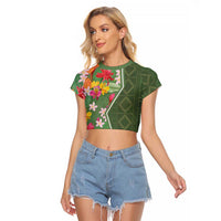 Africa Tropical Flowers Raglan Cropped T Shirt Green Version - Wonder Print Shop