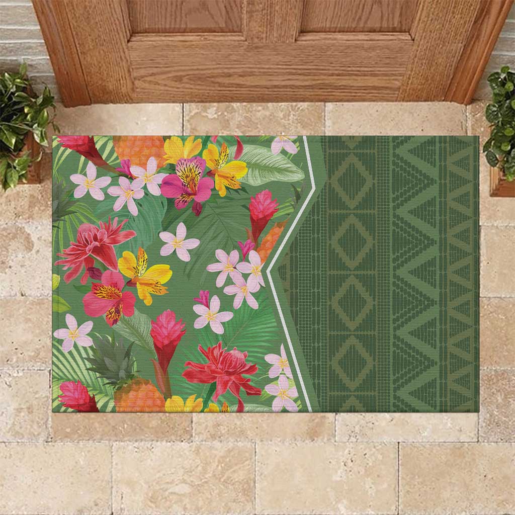 Africa Tropical Flowers Rubber Doormat Green Version - Wonder Print Shop