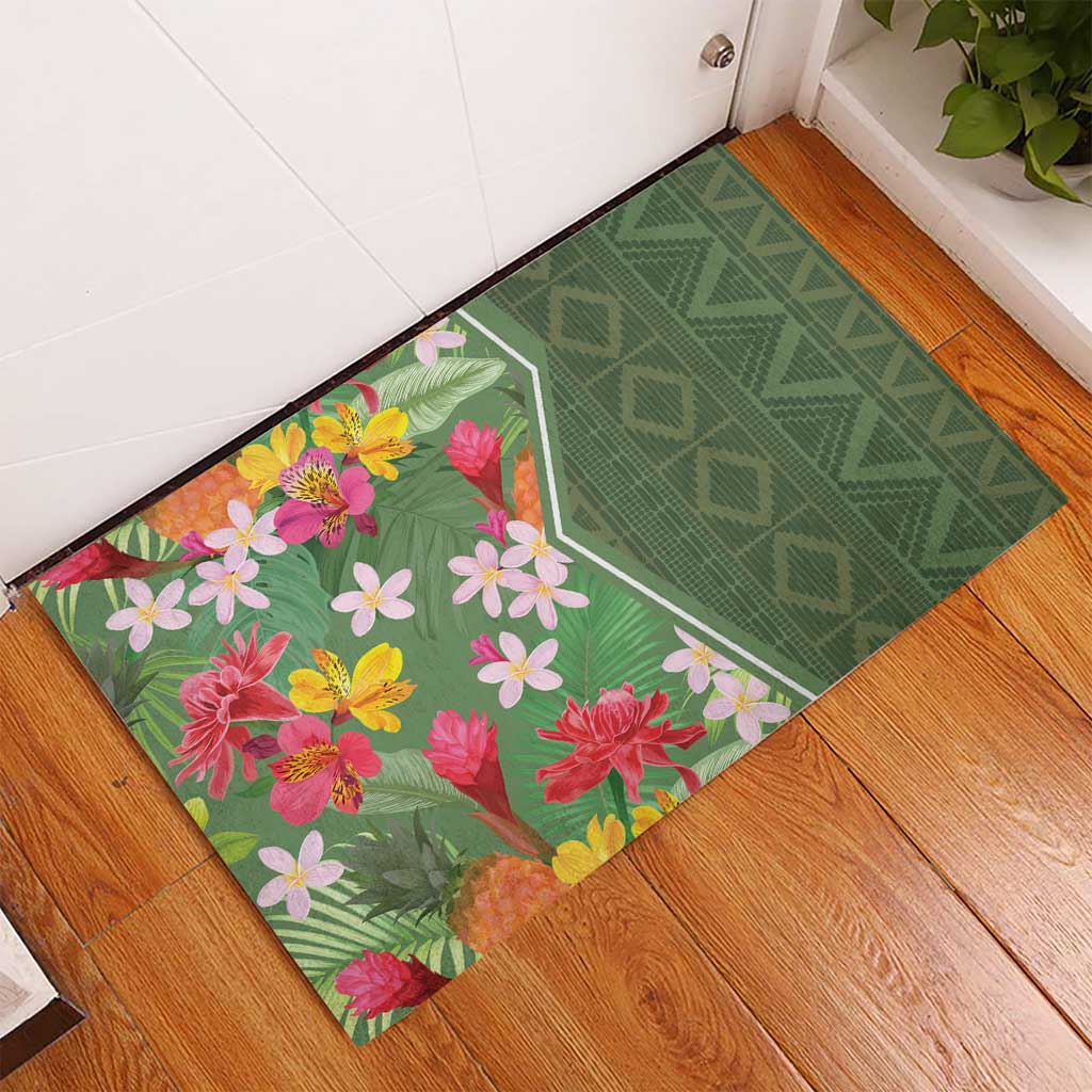 Africa Tropical Flowers Rubber Doormat Green Version - Wonder Print Shop